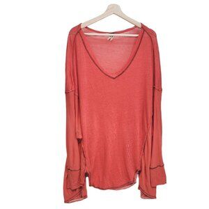 Free People Never Give Up‎ Top Womens Size XS Oversized Orange/Red
